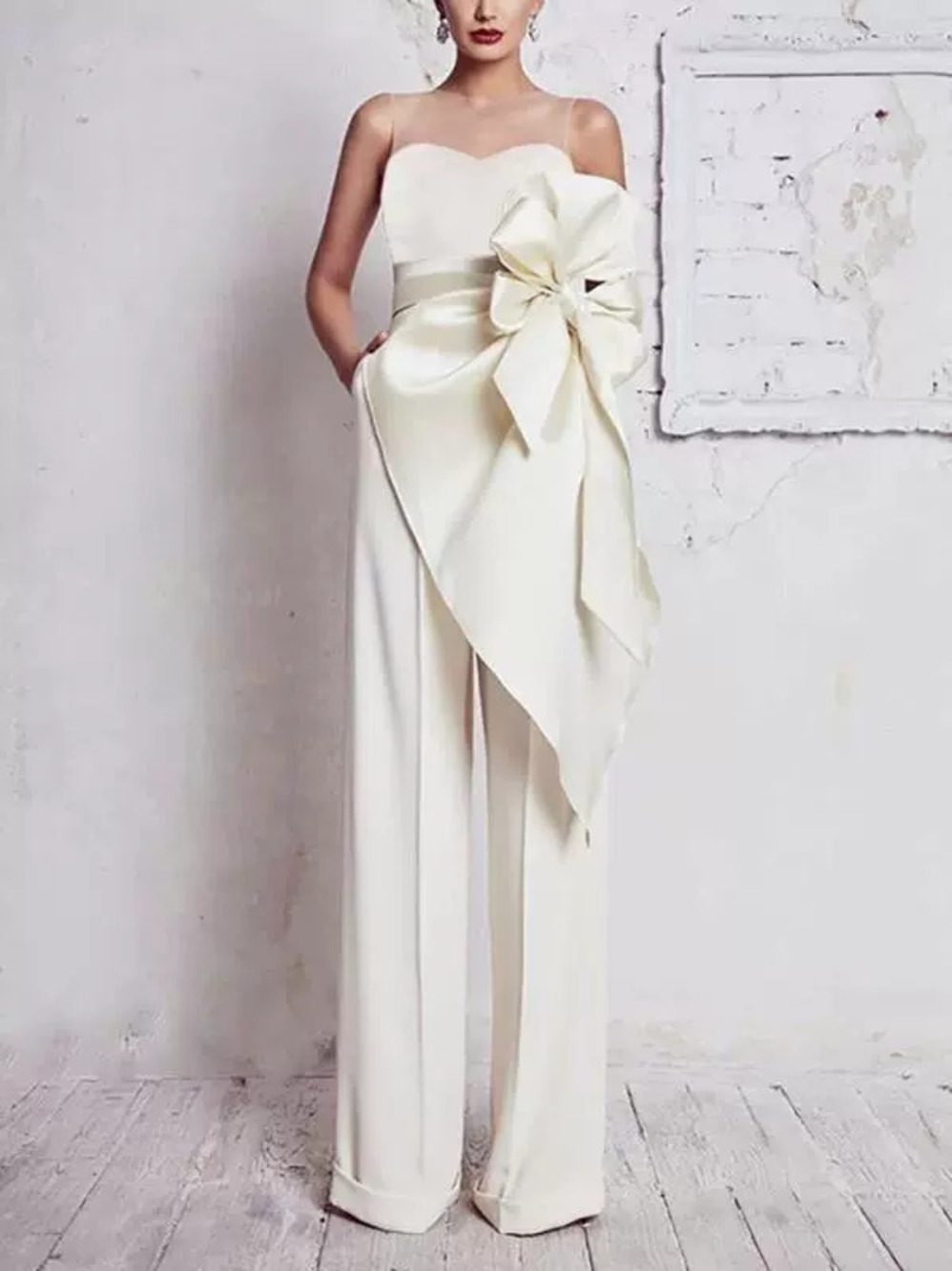 ZARA New Autumn Strapless Belted Lotus Slim Jumpsuit